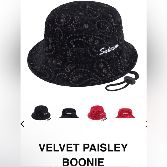 Supreme Authentic Velvet Boonie is hat cord strap NEW w/proof of purchase. - Picture 2 of 15